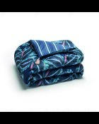 Piumino Calathea in raso di cotone con nappine blu scuro - 140x200 cm