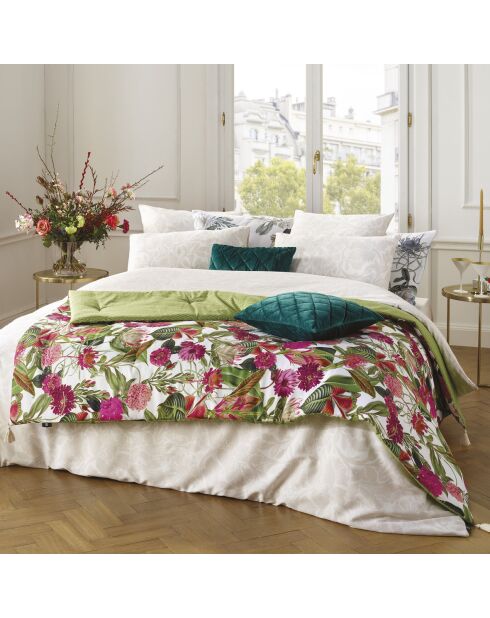 Trapunta con nappine super spesse in raso di cotone 100% — 140x200 cm: Garden green