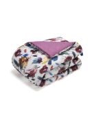 Trapunta con nappine in raso di cotone Arty flowers bianco - 140x200 cm