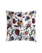 Kissenbezüge aus weißem Baumwollsatin mit 2 kunstvollen Blumen, 63 x 63 cm