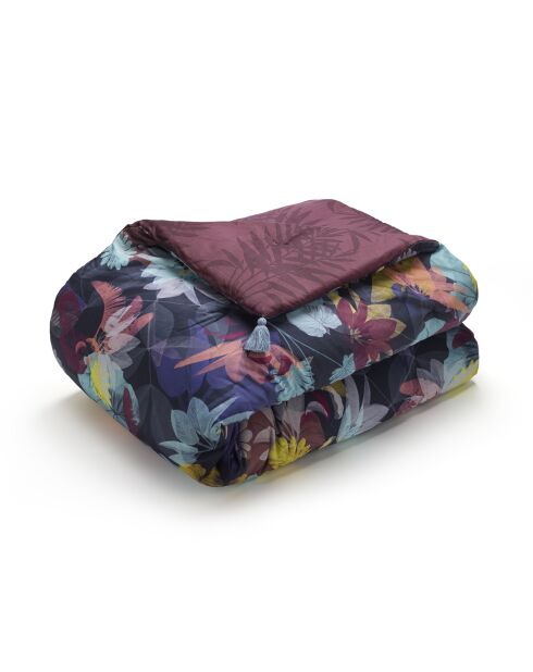 Trapunta con nappine Tanzania prugna - 140x200 cm