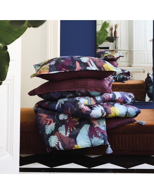 Trapunta con nappine Tanzania prugna - 140x200 cm