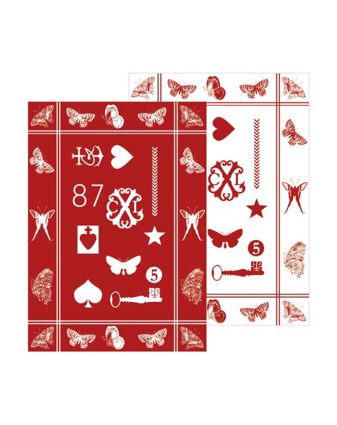 Set de 2 paños de cocina Amulette rojo/blanco - 50x70 cm