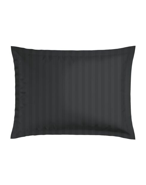 Funda de almohada de satén de algodón con rayas tejidas Dobby, color negro, 50 x 70 cm