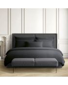 Funda de almohada de satén de algodón con rayas tejidas Dobby, color negro, 50 x 70 cm