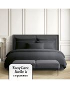 Funda de almohada de satén de algodón con rayas tejidas Dobby, color negro, 50 x 70 cm