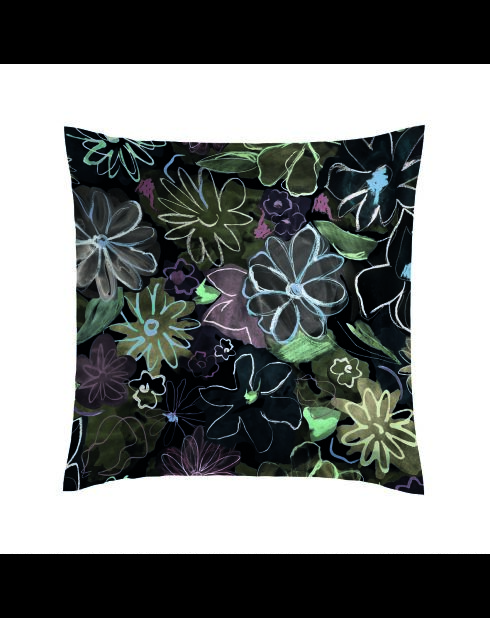 2 Kissenbezüge aus Baumwollsatin in Pastellfarben, Schwarz, 63 x 63 cm