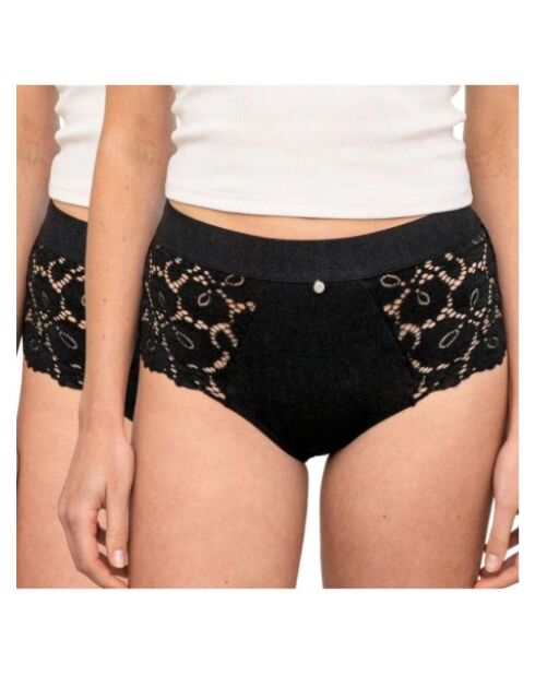Lot de 2 culottes hautes menstruelles Bettina noires
