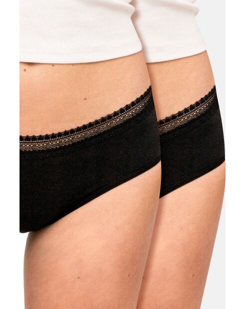Lot de 2 shorties menstruel en coton Bio 12ans noirs