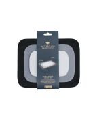 Ensemble de dessous de plat MC en silicone noir/gris - 18x23x1cm