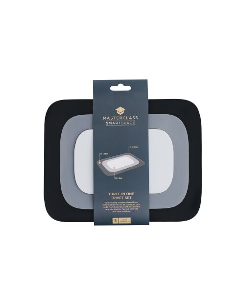 Ensemble de dessous de plat MC en silicone noir/gris - 18x23x1cm