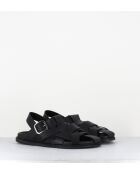 Halbgeschlossene schwarze Ledersandalen