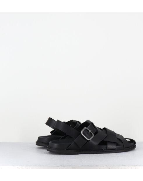 Halfgesloten sandalen van zwart leer