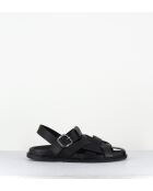 Halbgeschlossene schwarze Ledersandalen