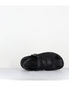 Halbgeschlossene schwarze Ledersandalen