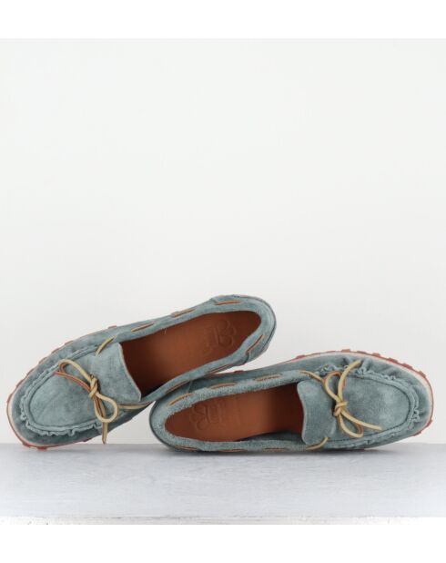 Chaussures mocassins en daim bleues