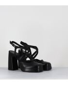 Plateau-Babys aus schwarzem Leder