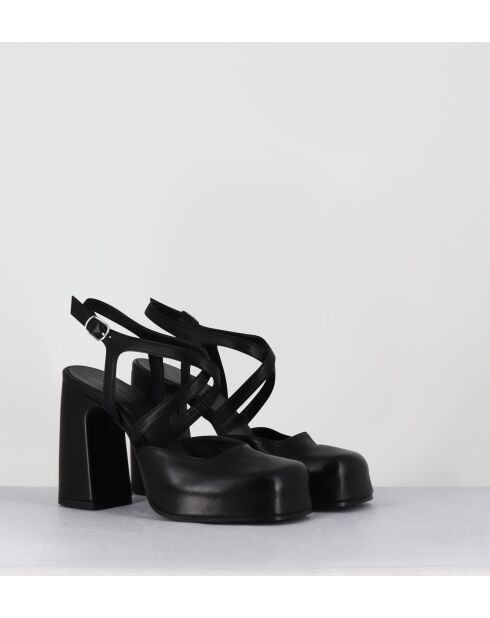 Plateau-Babys aus schwarzem Leder