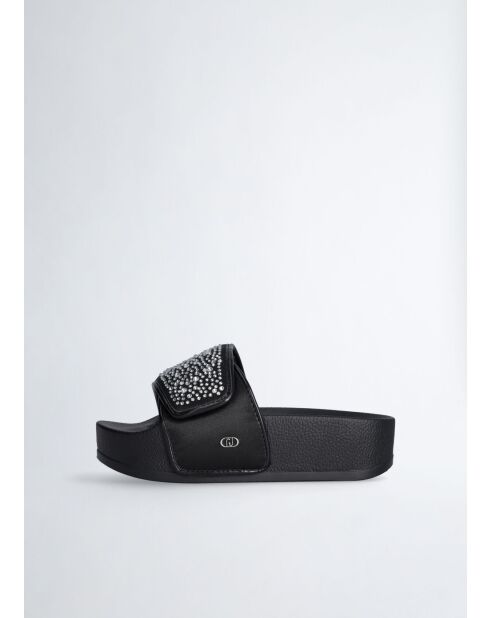 Sandales plates Mykonos noires