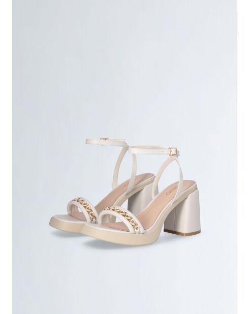Sandales à talon en Cuir Gisele crème