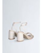 Sandales à talon en Cuir Gisele crème