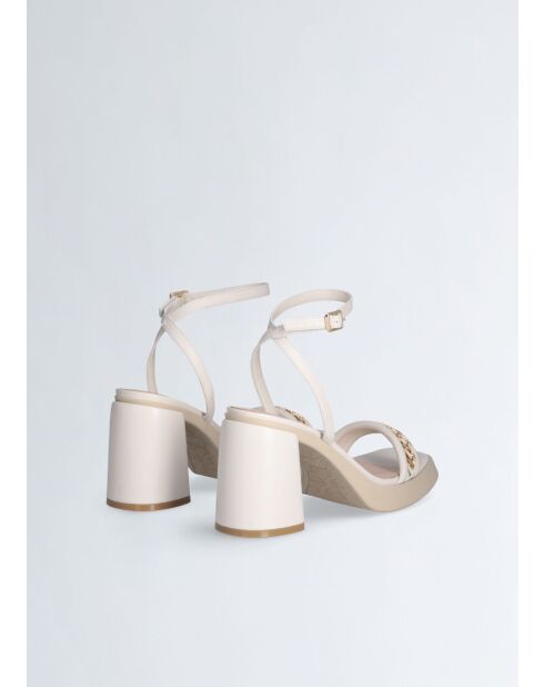Sandales à talon en Cuir Gisele crème