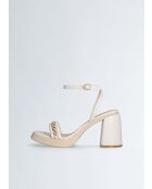 Sandales à talon en Cuir Gisele crème