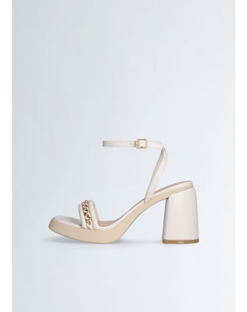 Sandales à talon en Cuir Gisele crème