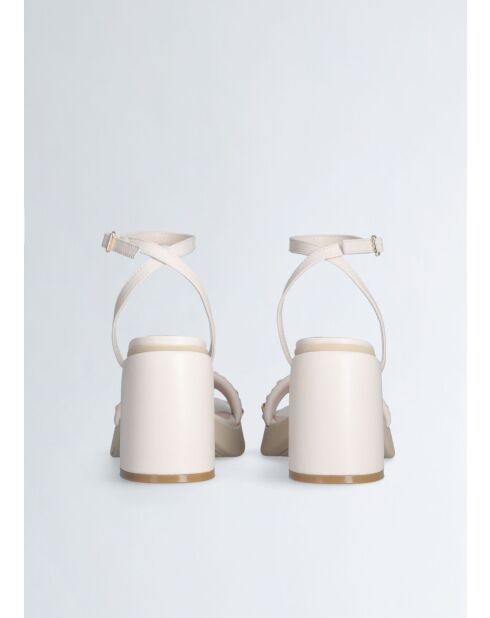 Sandales à talon en Cuir Gisele crème