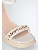 Sandales à talon en Cuir Gisele crème