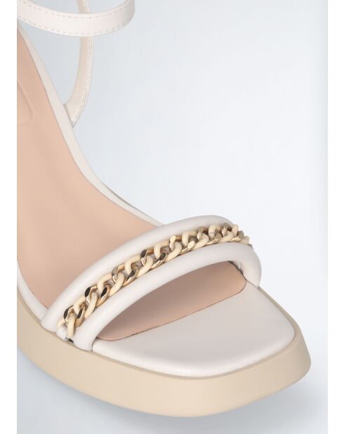 Sandales à talon en Cuir Gisele crème