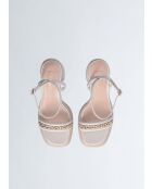 Sandales à talon en Cuir Gisele crème