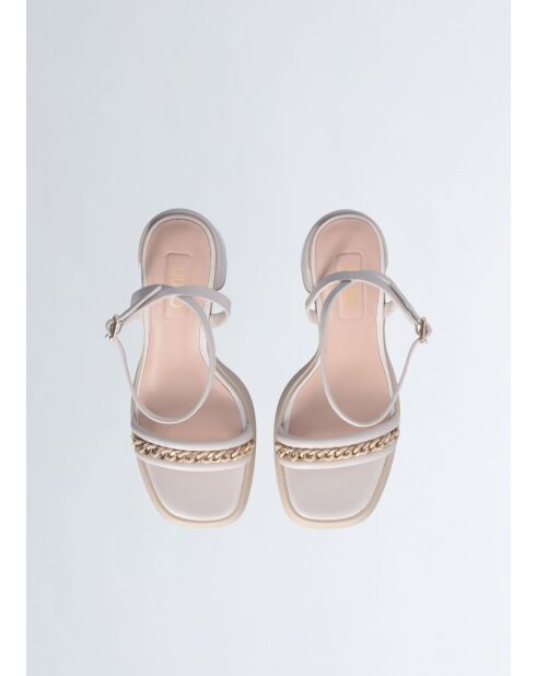 Sandales à talon en Cuir Gisele crème