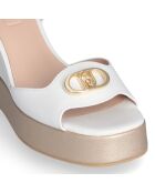 Sandales à talon Karen en cuir blanc cassé