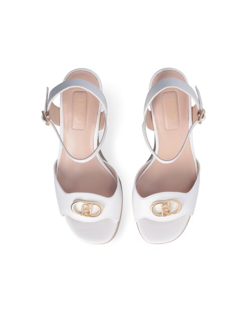 Sandales à talon Karen en cuir blanc cassé