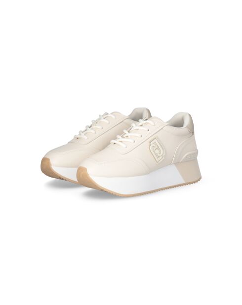 Baskets Dreamy en cuir ivoire et or