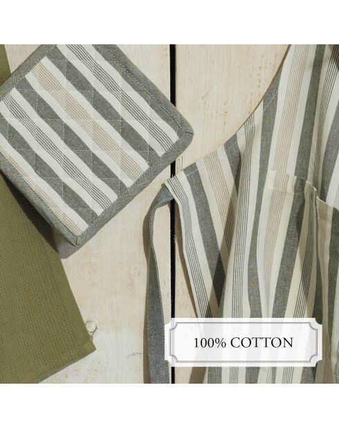 Set de delantal, guante de cocina y soporte para ollas Arthur Green