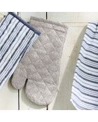 Set de delantal, guante de cocina y agarradera Chambray en color topo