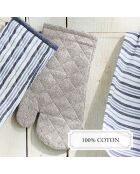 Set de delantal, guante de cocina y agarradera Chambray en color topo