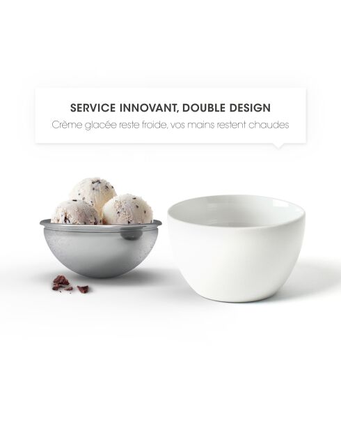 Set di 4 ciotole in porcellana bianca - 4x500 ml