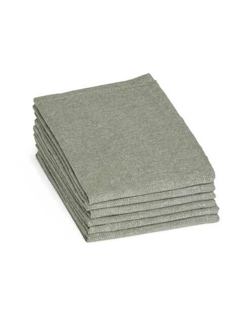 Set de 6 serviettes Chambray vert foncé - 40x40 cm
