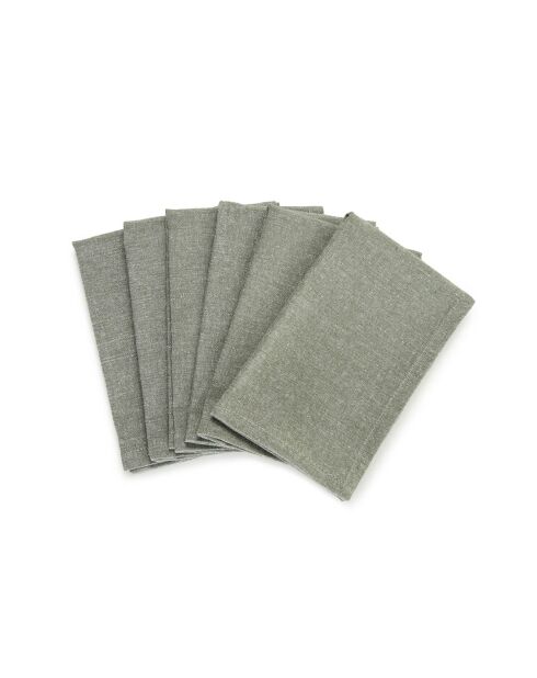 Set de 6 serviettes Chambray vert foncé - 40x40 cm