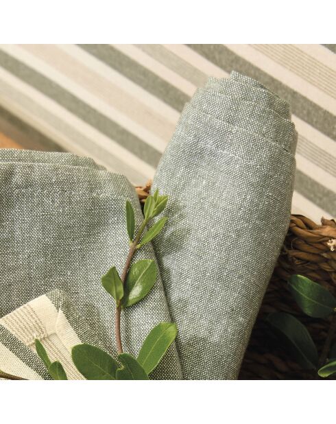 Set de 6 serviettes Chambray vert foncé - 40x40 cm