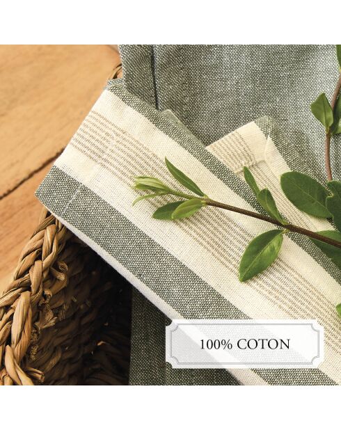 Set de 6 serviettes Arthur vert - 40x40 cm