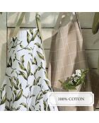 Set de delantal, guante y agarradera Natur'elle, color blanco