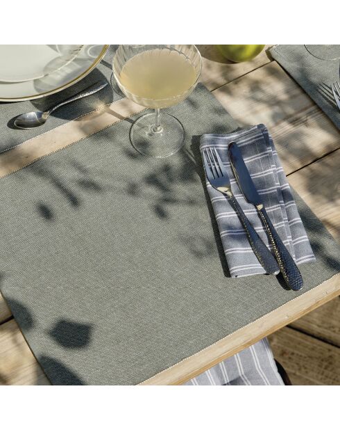 Set di 4 tovagliette Chambray verde scuro - 40x35 cm