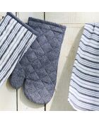 Set de delantal, guante de cocina y agarradera de cambray azul oscuro