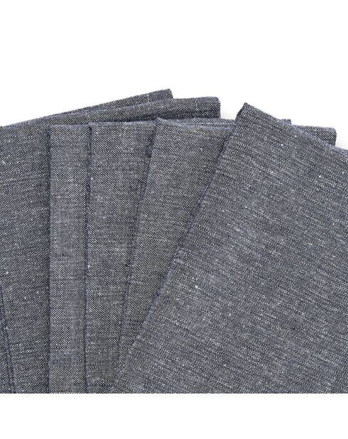 Set de 6 serviettes Chambray bleu foncé - 40x40 cm