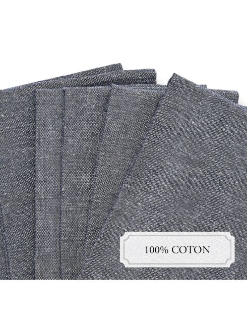 Set de 6 serviettes Chambray bleu foncé - 40x40 cm