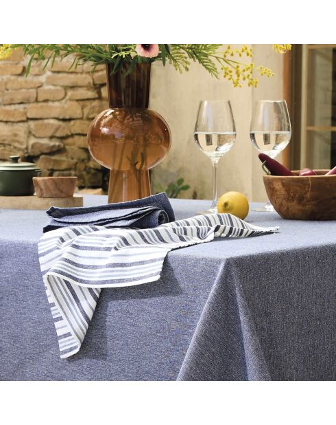 Set de 6 serviettes Chambray bleu foncé - 40x40 cm